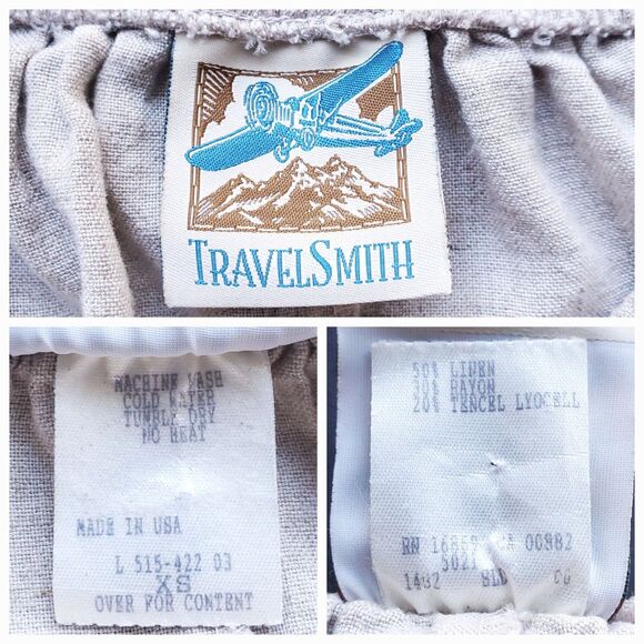 Vintage Linen Blend Button Front Skirt XS Beige 24 x 33.5 Minimalist Lagom 80s - Picture 3 of 8